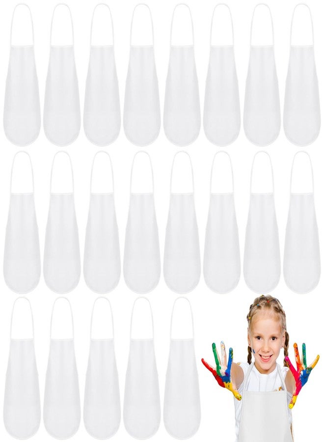Liitrsh 24 Pcs Kids Painting Aprons for Paint Party Children's Artists Smocks Fabric Aprons Toddler for Baking, Kitchen(White) - Image 1